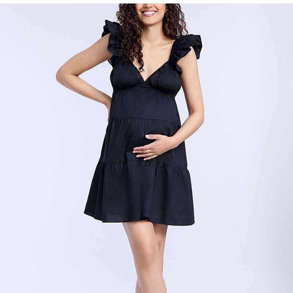 Kohl's Black Ruffle Sleeve Maternity Dress